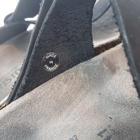 MEPHISTO Helen Sandal 41 Nubuck Leather Strap Black Gray Cork Sole Thong - Picture 5 of 10